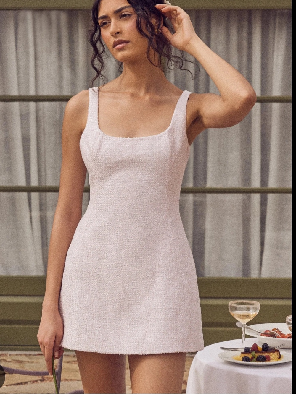 Meshki Beth Tweed Mini Dress in Fairy Floss Pink